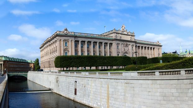 Panorama of the city embankment in the city of Stockholm, Sweden