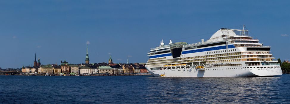  Gamla Stan panorama in a summer sunny day, Stockholm, Sweden  