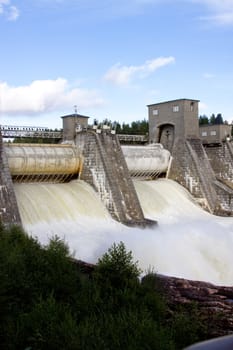 
Spillway on hydroelectric power station dam in Imatra - Imatra, Finland.

