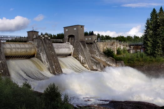 
Spillway on hydroelectric power station dam in Imatra - Imatra, Finland.
