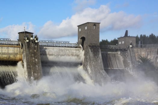 
Spillway on hydroelectric power station dam in Imatra - Imatra, Finland.

