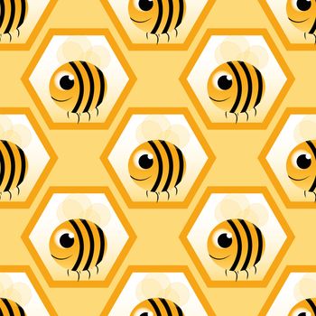 seamless pattern with fly bee on honey