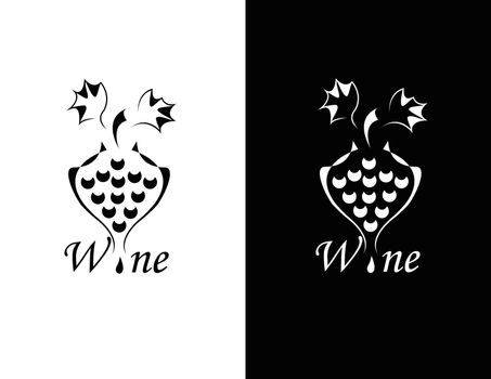 set of two black and white elegance wine symbol