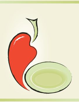 background for menu with pepper and plate