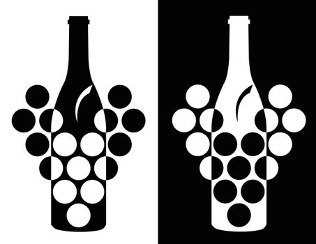 set of two black and white elegance wine symbol