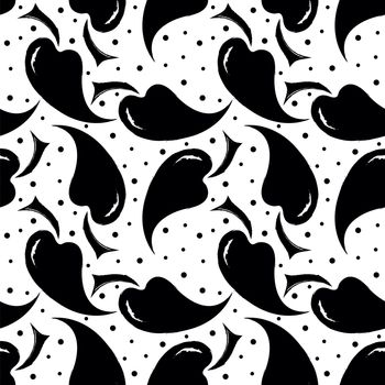 white seamless pattern with black peppers