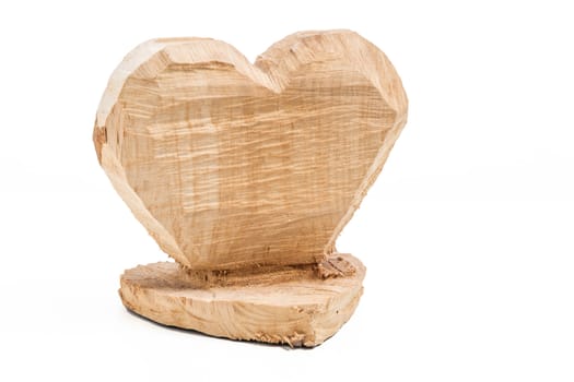 Picture of a wood heart on white background