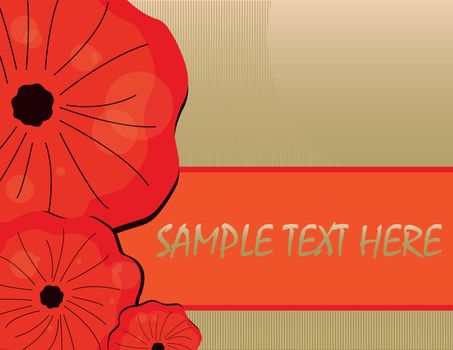background with red poppy on green