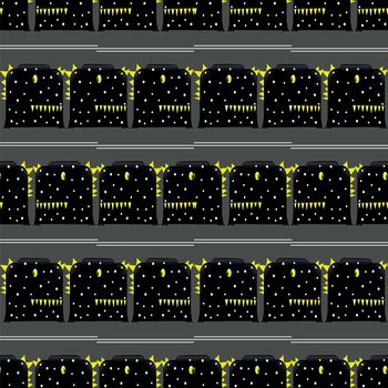 seamless pattern of a black color  monster funny