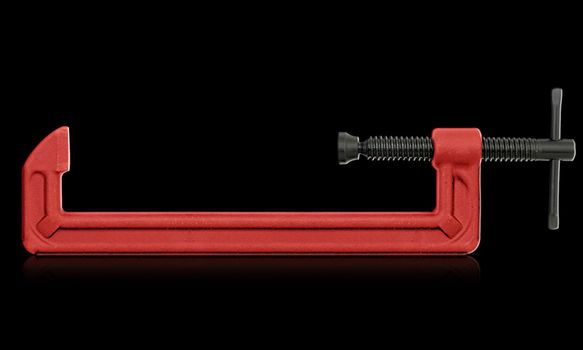 horizontal hand vise c-clamp for industrial use. (with clipping work path)