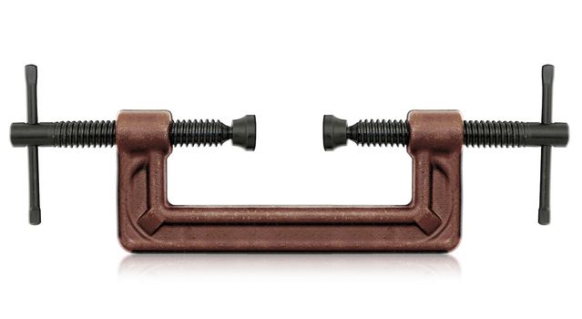 horizontal hand vise c-clamp for industrial use. (with clipping work path)