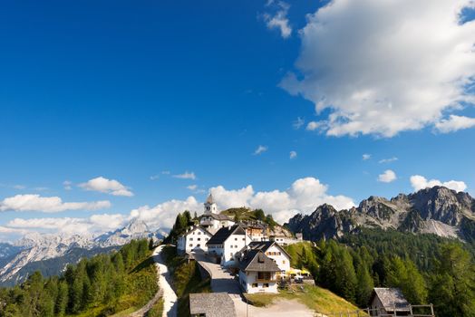 Small mountain village in the Julian Alps - Lussari - Friuli Italy
