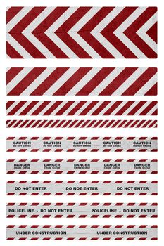 Caution, danger, and police tape attention isolated on white (with clipping work path)