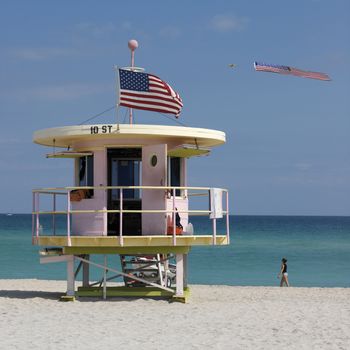 Lifeguard hut on Miami Beach in Florida - United States of America