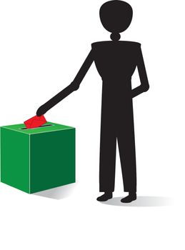 man voting with red enveloppe