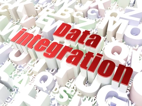 Information concept: Data Integration on alphabet  background, 3d render