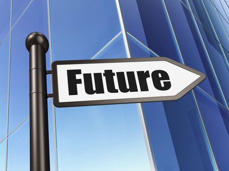 Time concept: Future on Building background, 3d render