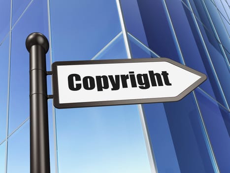 Marketing concept: Copyright on Building background, 3d render
