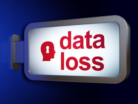 Data concept: Data Loss and Head Whis Keyhole on advertising billboard background, 3d render