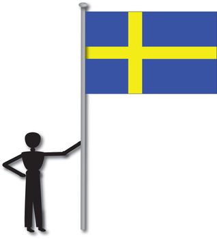 man with flag from country sweden