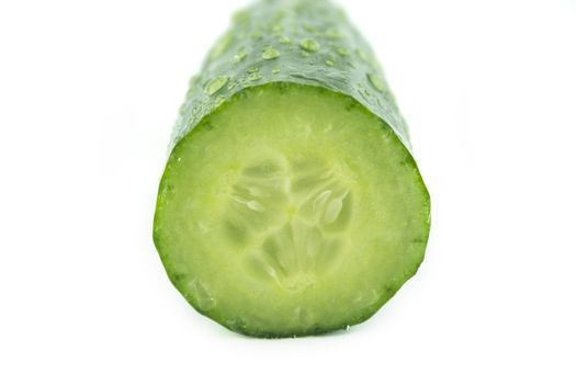 Fresh Cucumber and slices white background.