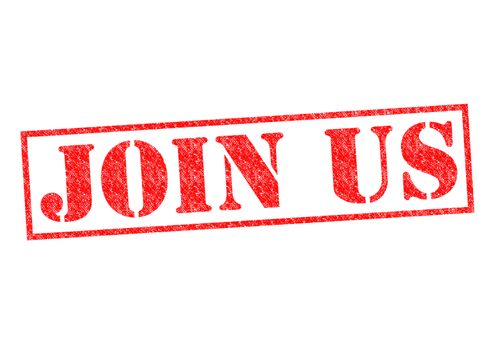 JOIN US Rubber Stamp over a white background.