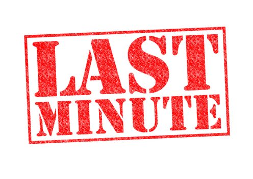 LAST MINUTE Rubber Stamp over a white background.