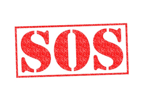 SOS Rubber Stamp over a white background.