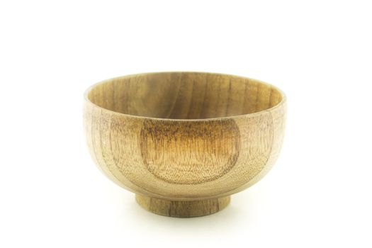 wooden bowl on a white background (with clipping work path)