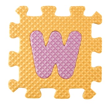 W letter, Alphabet puzzle isloated on white background , with clipping path.