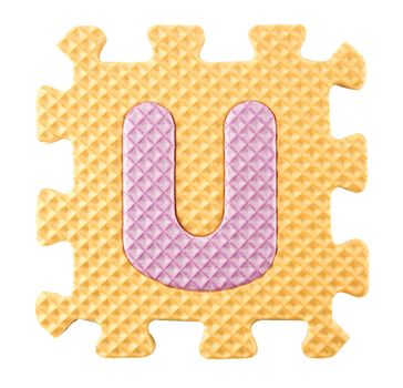 U letter, Alphabet puzzle isloated on white background , with clipping path.