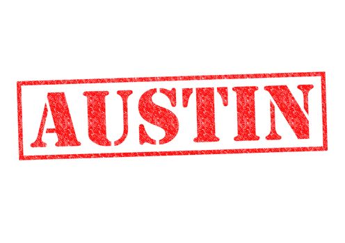 AUSTIN Rubber Stamp over a white background.
