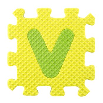 V letter, Alphabet puzzle isloated on white background , with clipping path.