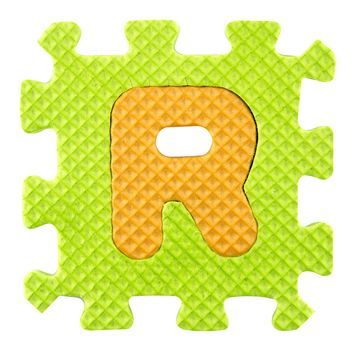 R letter, Alphabet puzzle isloated on white background , with clipping path.