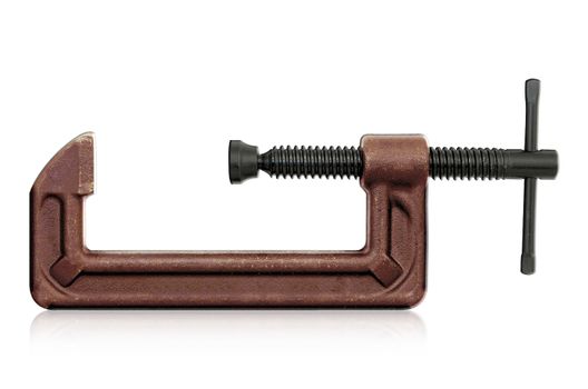 horizontal hand vise c-clamp for industrial use. (with clipping work path)