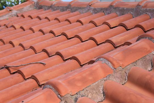 tiled roof of a traditional Greek village house