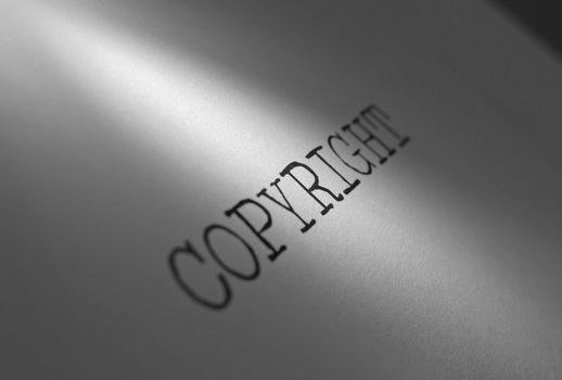 Light focusing on the typed word copyright 