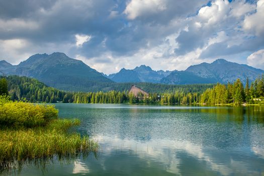 Mountain lake in National Park High Tatra. Strbske pleso, Slovakia, Europe