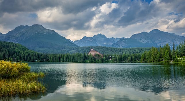 Mountain lake in National Park High Tatra. Strbske pleso, Slovakia, Europe