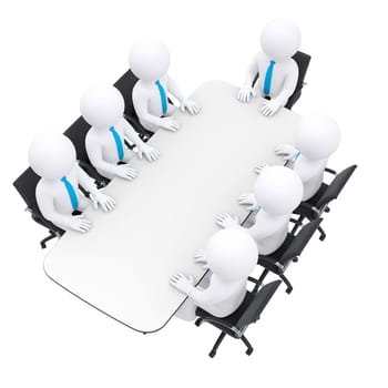 Businessman sitting at the table. Isolated render on a white background