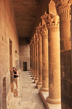 Old corridor, Philae Temple, Lake Nasser, Egypt