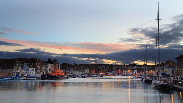 Sunset over Weymouth Quayside Early Autumn