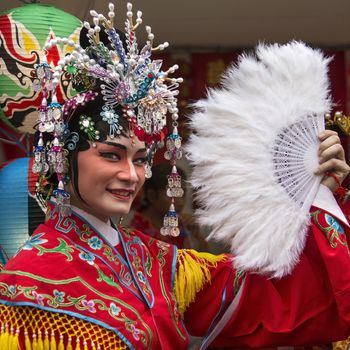 The Chinese New Year celebrations in Chinatown in Bangkok in Thailand.