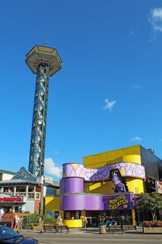 GATLINBURG, TENNESSEE - OCTOBER 5: The Gatlinburg Space Needle in Gatlinburg, Tennessee, October 5, 2013. Gatlinburg is a major tourist destination and gateway to Great Smoky Mountains National Park.