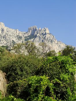 Ai-Petri mountains seen from Vorontsov palace, Crimea peninsula, Ukraine