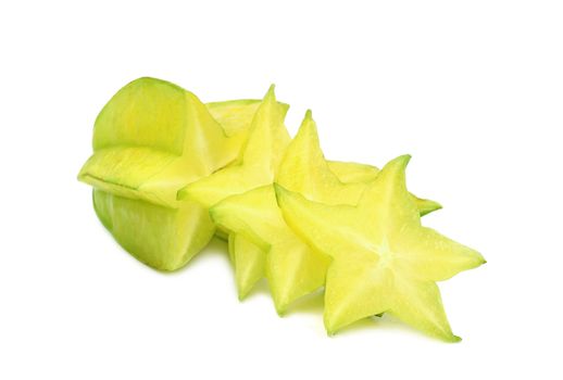 Ripe carambola with slice isolated on white background