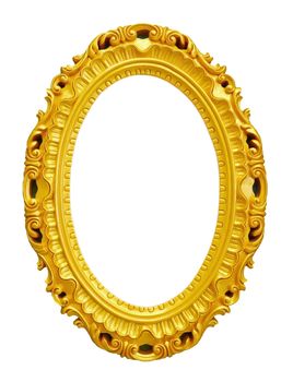 Golden vintage frame isolated on white background