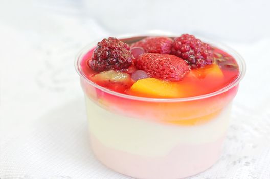 Bowl of yoghurt with fresh fruits