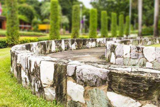 Retaining wall  in garden.