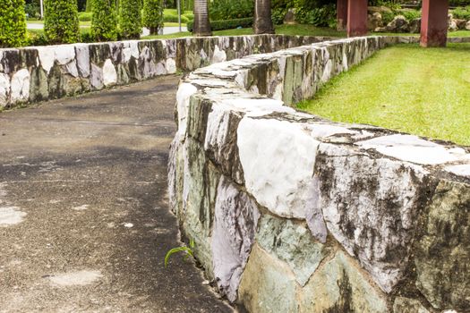 Retaining wall  in garden.